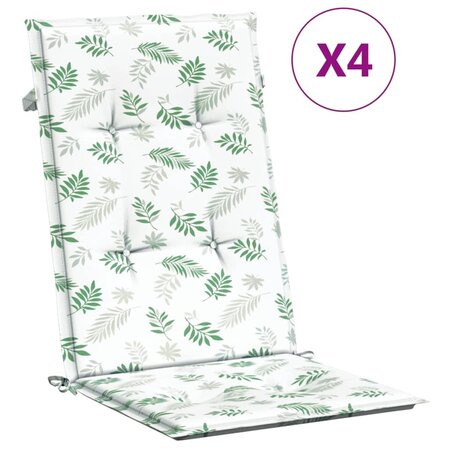 vidaXL Coussins de chaise à dossier haut 4 Pièces modèle de feuille tissu