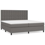 vidaXL Lit à sommier tapissier avec matelas Gris 200x200 cm Similicuir
