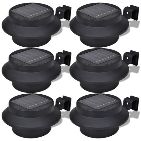 vidaXL Lampes solaires 6 Pièces pour clôture gouttière Noir