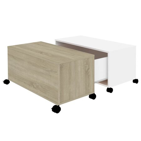 vidaXL Table basse Blanc et chêne sonoma 75x75x38 cm Aggloméré