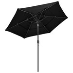 vidaXL Parasol à 3 niveaux avec mât en aluminium Noir 2 5 m