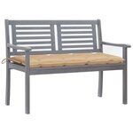 vidaXL Banc de jardin 2 places avec coussin 120 cm Gris Eucalyptus