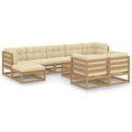 vidaXL Salon de jardin 10 Pièces avec coussins Marron miel Bois de pin