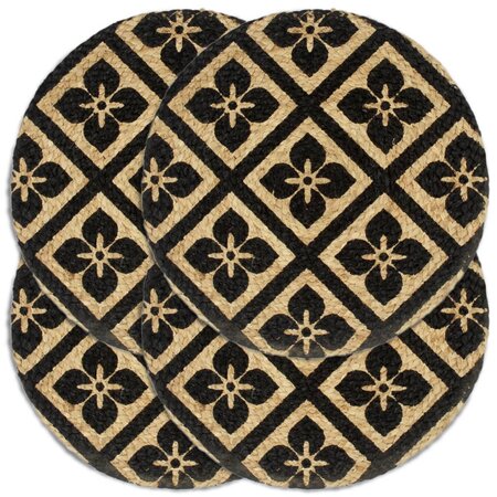 vidaXL Napperons 4 Pièces Noir 38 cm Rond Jute