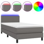 vidaXL Sommier tapissier et matelas et LED Gris 100x200 cm Similicuir