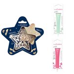 Kit pour biscuit en relief Étoile + 2 Stylos au chocolat vert d'eau et fuchsia