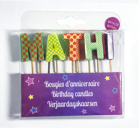 Bougies d'anniversaire mathilde et mathieu