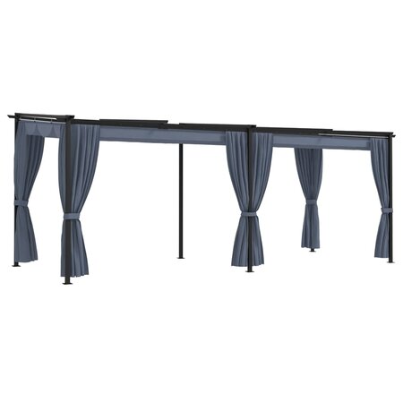 vidaXL Tonnelle avec rideaux 3x6 m Anthracite Acier