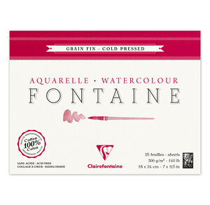 Bloc fontaine 25f grain fin 18x24 300g encollé 4 côtés clairefontaine