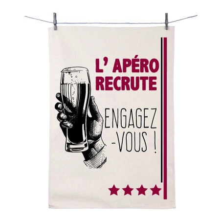 Essuie main en coton décoré - l'apéro recrute