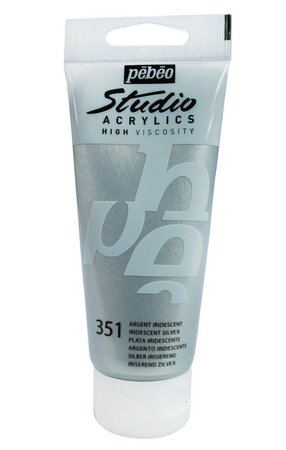 Peinture studio acrylique tube argent iridescent 100 ml pébéo