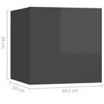 vidaXL Meubles TV muraux 8 Pièces Gris brillant 30 5x30x30 cm