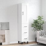vidaXL Buffet haut Blanc brillant 34 5x34x180 cm Bois d'ingénierie