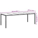 vidaXL Table de jardin Gris 250x100x75 cm Verre trempé et poly rotin