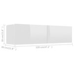 vidaXL Meuble TV Blanc brillant 120x30x30 cm Aggloméré