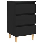 vidaXL Tables de chevet avec pieds en bois 2 Pièces Noir 40x35x69 cm