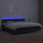 vidaXL Sommier tapissier avec matelas et LED Noir 200x200cm Similicuir