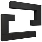 vidaXL Ensemble de meuble TV 8 Pièces Noir Aggloméré