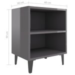 vidaXL Tables de chevet pieds en métal 2 Pièces Gris brillant 40x30x50 cm