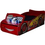 Disney Cars Lit pour garçons Flash McQueen avec rangement et pare-brise lumineux pour matelas 140cm x 70cm