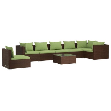 vidaXL Salon de jardin 8 Pièces avec coussins résine tressée marron