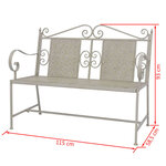 vidaXL Banc de jardin 115 cm Acier Gris