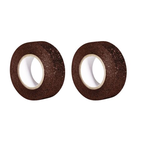 2 masking tapes à paillettes 5 m x 15 mm - marron