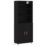 vidaXL Buffet haut Noir 69 5x34x180 cm Bois d'ingénierie