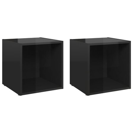 vidaXL Meubles TV 2 Pièces Noir brillant 37x35x37 cm Aggloméré
