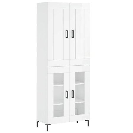 vidaXL Buffet haut Blanc brillant 69 5x34x180 cm Bois d'ingénierie