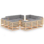 vidaXL Salon de jardin 13 Pièces avec coussins Bois de pin massif