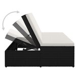 vidaXL Chaise longue convertible avec coussin Résine tressée Noir