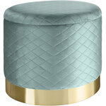 Tectake Pouf coffre de rangement aspect velours COCO matelassé - turquoise