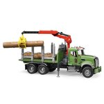 BRUDER - 2824 - Camion de transport de bois MACK Granite avec grue et rondins de bois - Echelle 1:16 - 61 cm