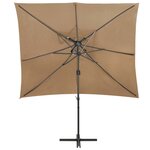 vidaXL Parasol déporté à double toit Taupe 250x250 cm
