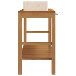vidaXL Armoire de toilette en teck solide avec lavabos en marbre Crème