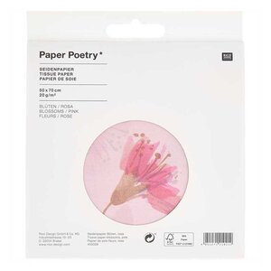 Papier de soie 5 feuilles 50 x 70 cm - Fleurs de cerisier rose