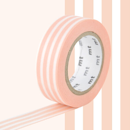 Masking Tape MT Lignes rose poudré - border peach