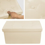 Tectake Pouf coffre de rangement pliable grand format aspect cuir - beige