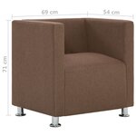 vidaXL Fauteuil cube Marron Tissu