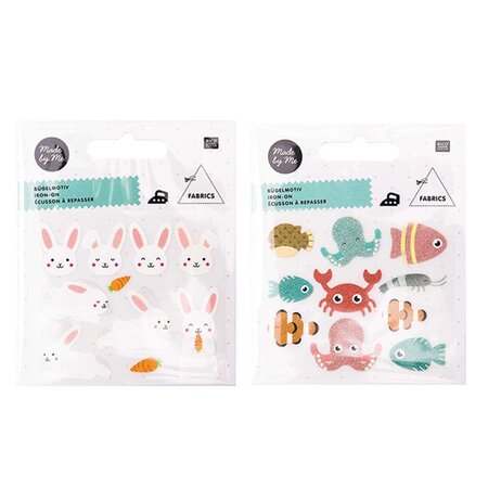 Ecussons à repasser pour enfants - Vie sous marine + Petits lapins