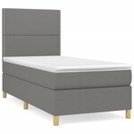 vidaXL Lit à sommier tapissier avec matelas Gris foncé 100x200cm Tissu