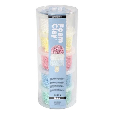 Set 5 pâtes à modeler Foam Clay pastel 25 g