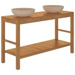 vidaXL Armoire de toilette en teck solide avec lavabos en marbre Crème