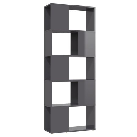 vidaXL Bibliothèque/Séparateur de pièce Gris brillant 60x24x155 cm
