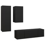 vidaXL Ensemble de meuble TV 4 Pièces Noir Aggloméré