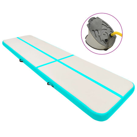 vidaXL Tapis gonflable de gymnastique avec pompe 700x100x15cm PVC Vert