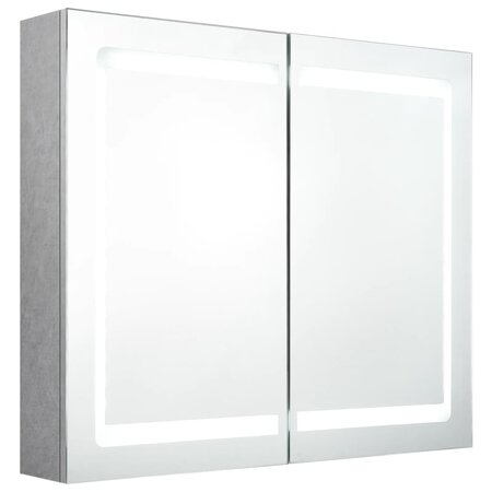 vidaXL Armoire de salle de bain à miroir LED Gris béton 80x12x68 cm