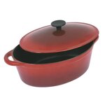 CREALYS GRAND CHEF Cocotte ovale en fonte d'acier émaillée - L 28 cm - 4 L - Rouge - Tous feux dont induction