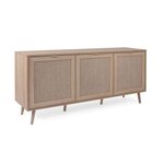 Buffet Armoire Rangement Bois Massif Raphia Marron
